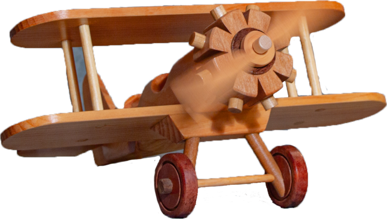 Avion en bois avec hélice tournante